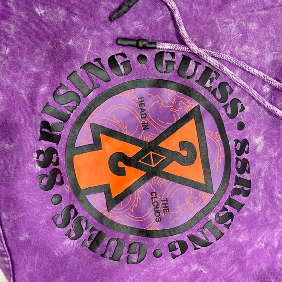 GUESS 88 RISING HOODIE SWEATSHIRT HEAD IN THE CLOUDS SZ L PURPLE ACID STREETWEAR - Picture 9 of 16